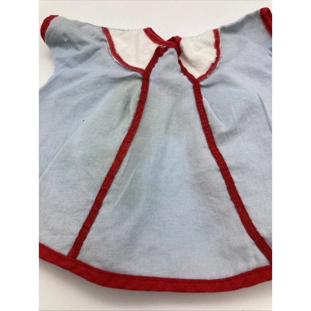 Vintage 1960's Doll Dress Blue Red White Cotton Snap Closure